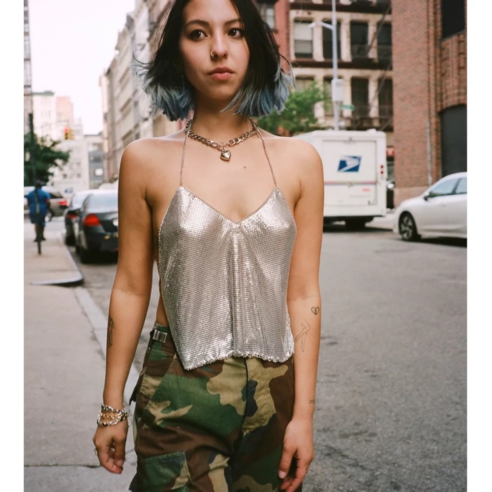 Urban outfitters silver chain mail top